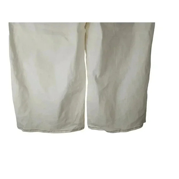 Suzanne Betro Womens Jeans Cream Contrast Stitch High Rise Wide Crop Denim 20 - Picture 5 of 14